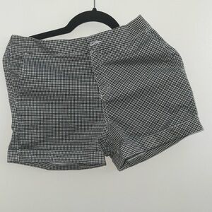 Women's Black and White Checkered Shorts